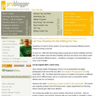 ProBlogger before the redesign